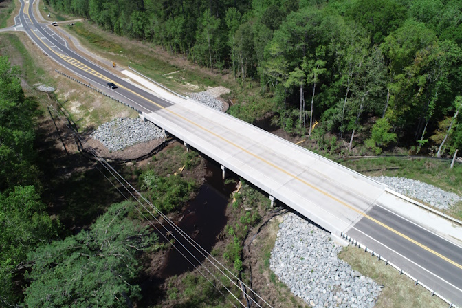 Arial view of bridge